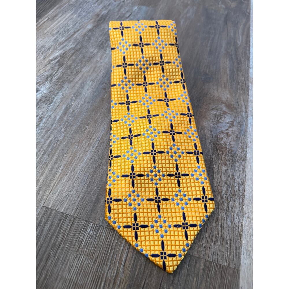 Robert Talbott Studio silk neck tie In gold, navy, royal EUC